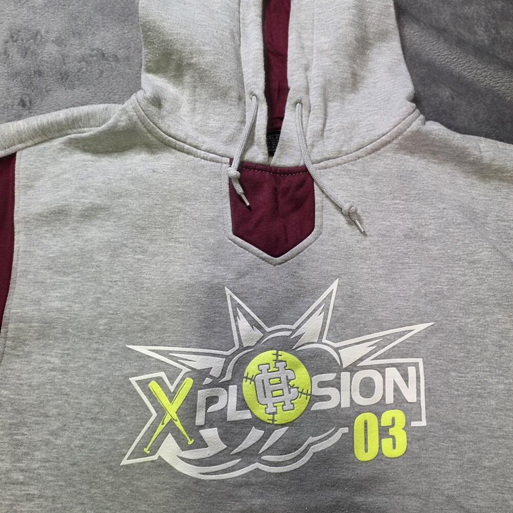 Charles River Apparel Hoodie Mens 2XL Gray Maroon Xplosion 03 Baseball Graphic